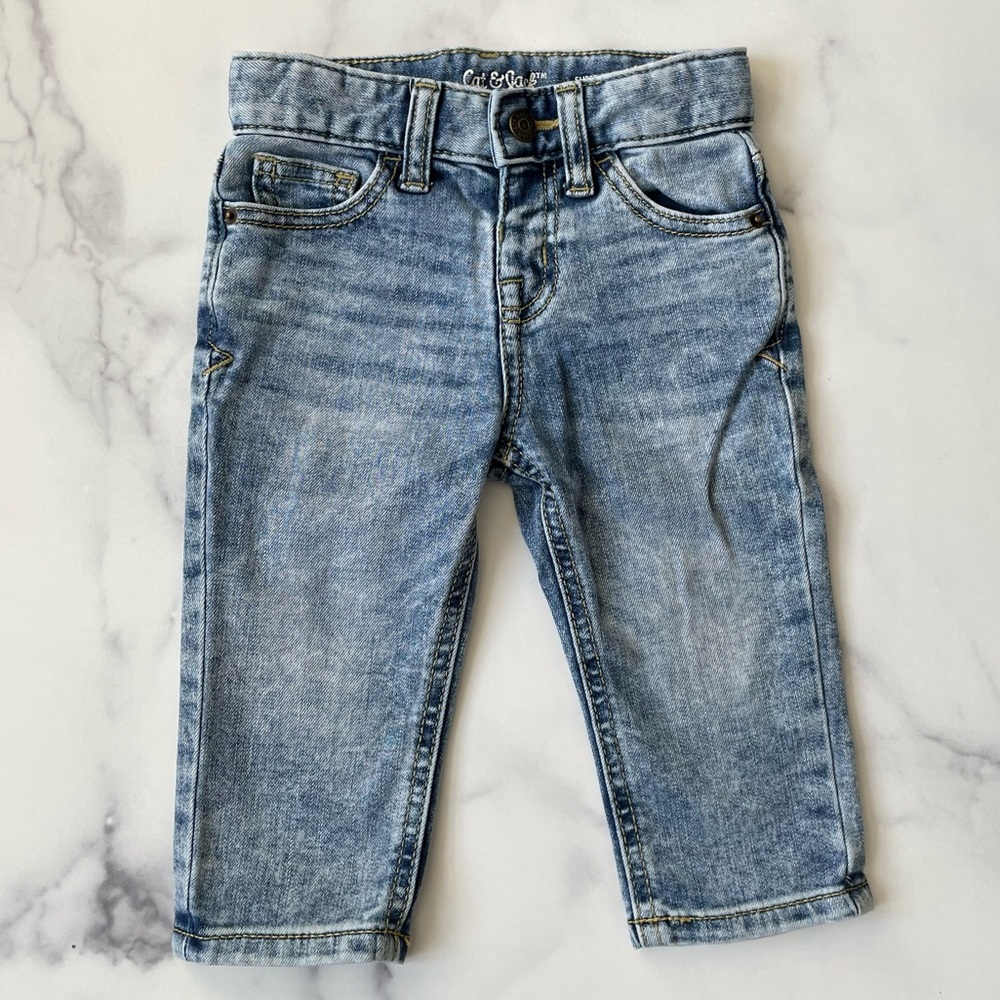Cat & Jack 18 month boys skinny fit jean in acid wash